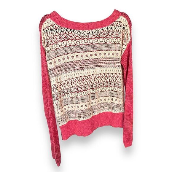 Free People Sweet Jane Strawberry Pink Crocheted Back Sweater - Picture 4 of 5